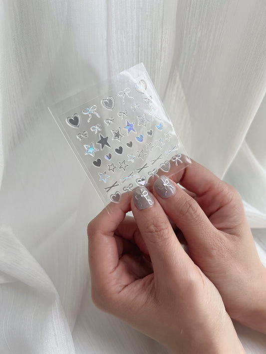 Sparky Ribbon Nail Sticker 星閃蝴蝶結造型小貼紙