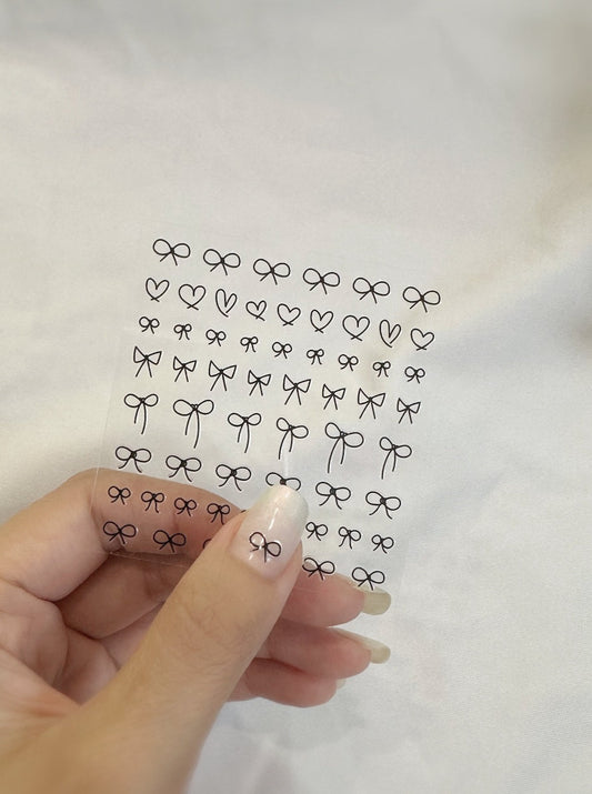 Drawing ribbon-Black Nail Stickers 手繪蝴蝶結-黑 造型小貼紙