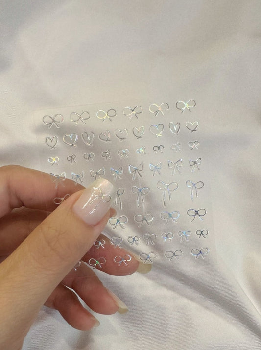 Drawing ribbon- Hologram Nail Stickers 手繪蝴蝶結-雷射閃 造型小貼紙