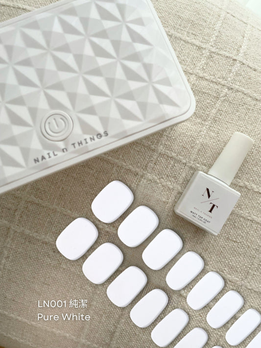 純潔 Pure White LN001 -單色光療凝膠指甲貼(需照燈)