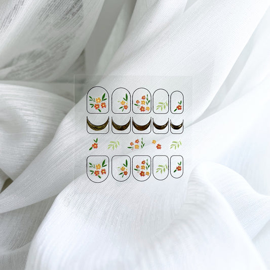 Sunset Summer Bloom Nail Stickers 夏日夕陽花造型小貼紙