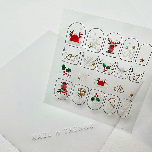 Elk Snowflake Nail Sticker 麋鹿雪花造型小貼紙