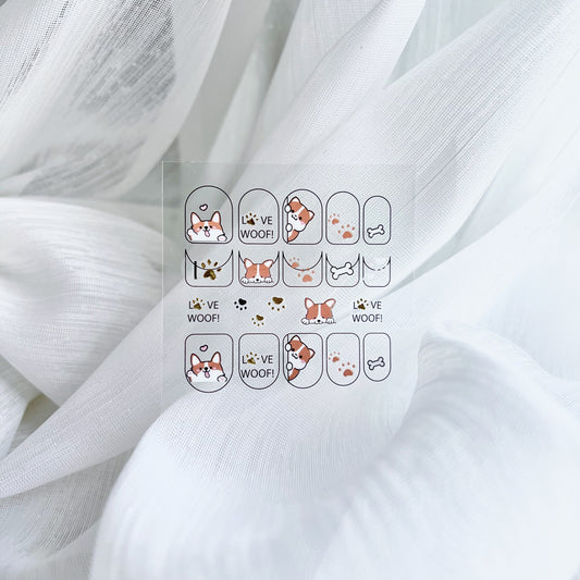 Corgi Knock Knock Nail Stickers  柯基來敲門造型小貼紙