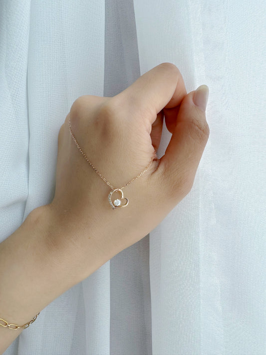 彎月心鑽石項鍊  Crescent Moon Diamond Necklace