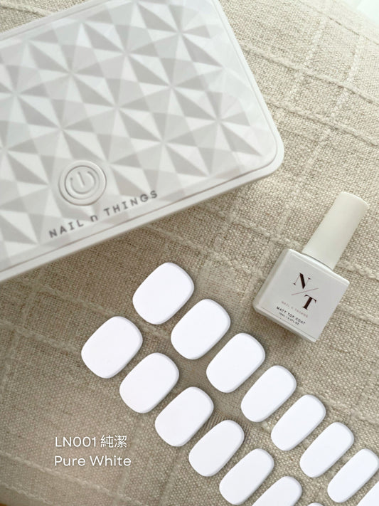 純潔 Pure White LN001 -單色光療凝膠指甲貼（需照燈）