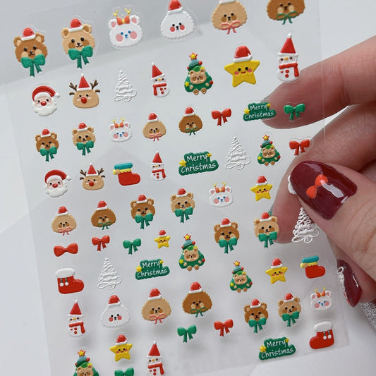Little Bear Christmas Nail Sticker 熊熊聖誕造型小貼紙