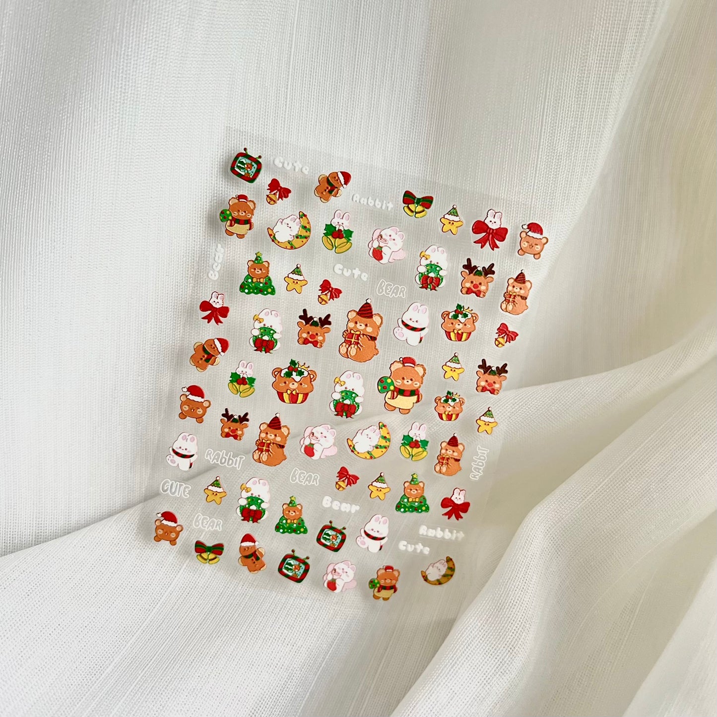 X’mas B & R Nail Stickers 聖誕熊兔造型小貼紙
